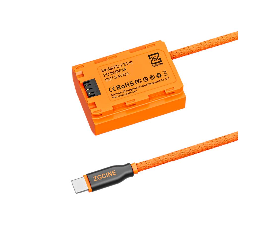 ZGCINE Cable De Batería Ficticia Usb-C Pd A Fz-100, 60 Cm / 1,96 Pies, Voltaje De Salida: 8 V / 2 A, Cable Trenzado