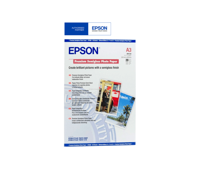 Epson Premium Semigloss A3 Photo Paper (20 Sheets)