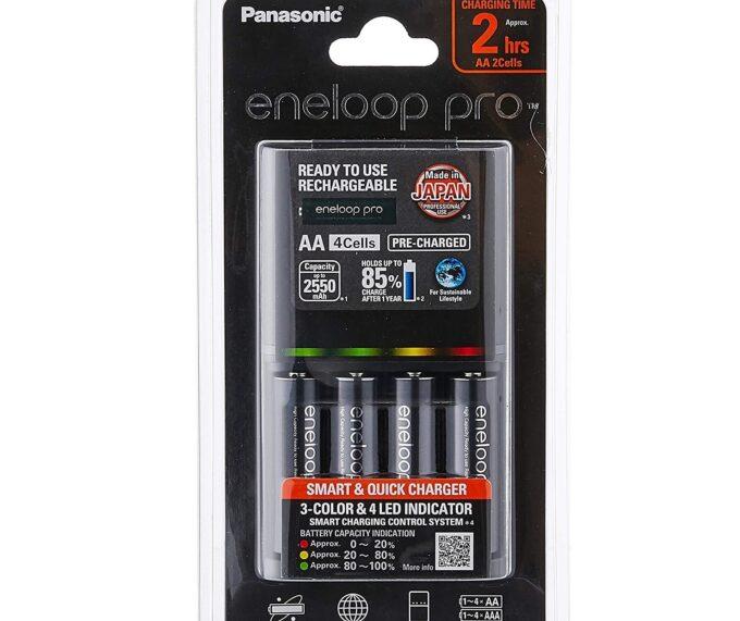 Panasonic K-KJ55HCC40T Eneloop Pro Battery Charger with 4 AA Rechargeable Batteries
