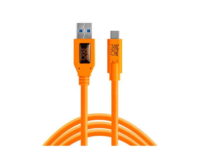 Tether Tools TetherPro USB 3.0 to USB Type-C Male Cable (15', High-Visibility Orange)