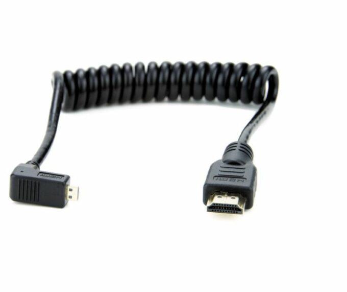 Atomos Right-Angle Micro-HDMI to HDMI Coiled Cable (30cm)