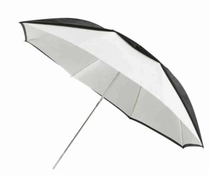 Westcott Convertible Compact Collapsible Umbrella - Optical White Satin with Removable Black Cover (43")